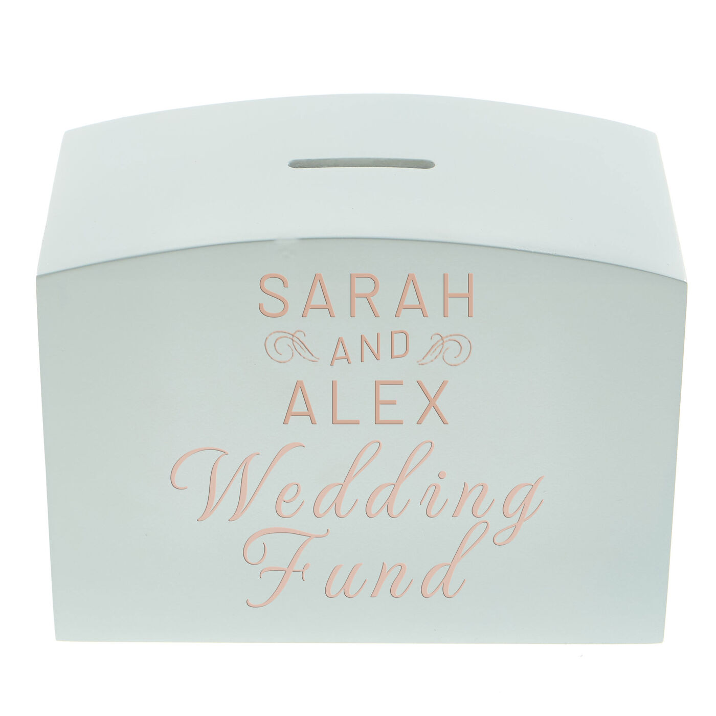 Buy Personalised Engraved White Wooden Money Box Wedding Fund for GBP