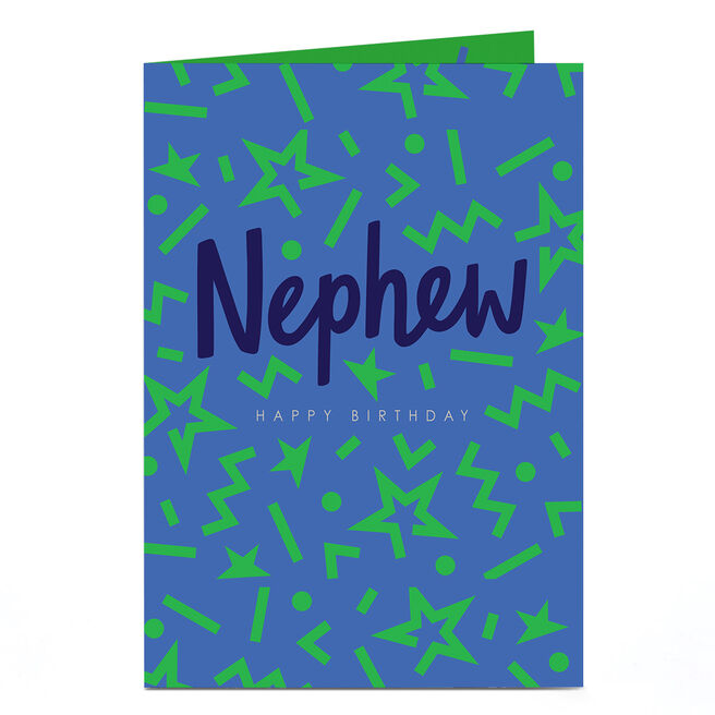 Birthday Card - Blue and Green Squiggles, Nephew