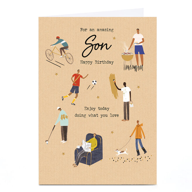 Birthday Card - Doing What You Love Activities, Son