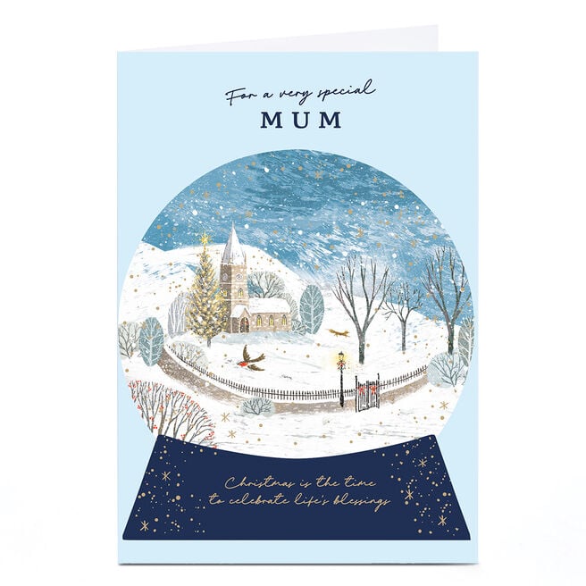 Christmas Card - Winter Village Snowglobe, Mum