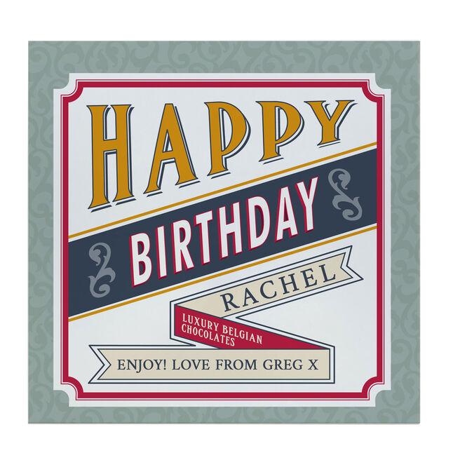 Personalised Belgian Chocolates - Retro Happy Birthday