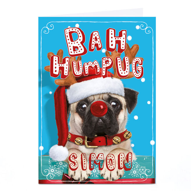 Personalised Christmas Card - Bah HumPUG