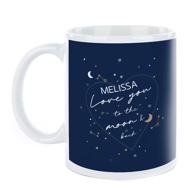 Personalised Valentine's Photo Upload Mug - Navy & Gold