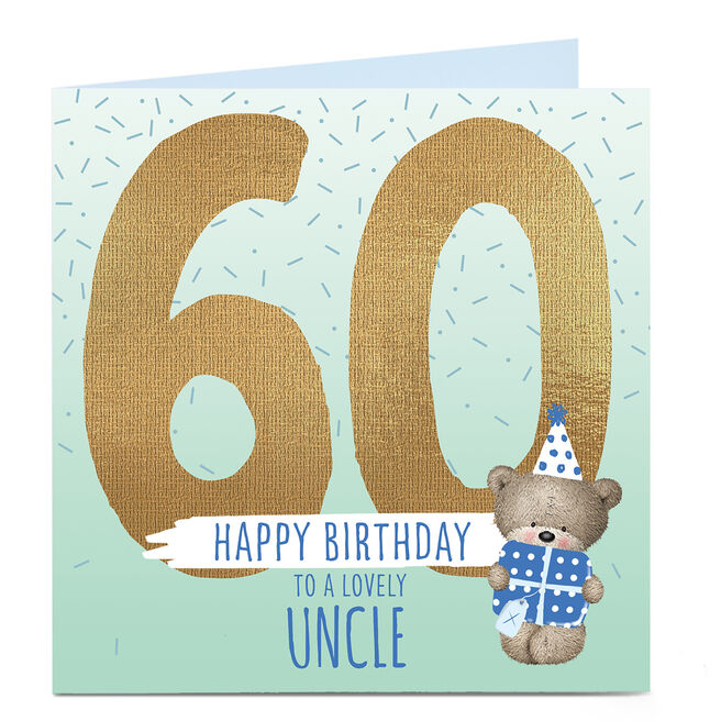 Personalised 60th Birthday Card - Blue Hugs, Uncle