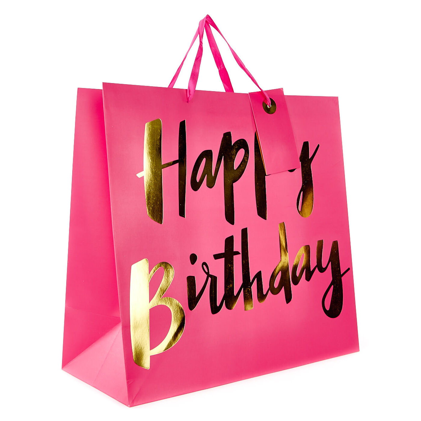 Buy Extra Large Square Gift Bag Pink, Happy Birthday for GBP 1.99