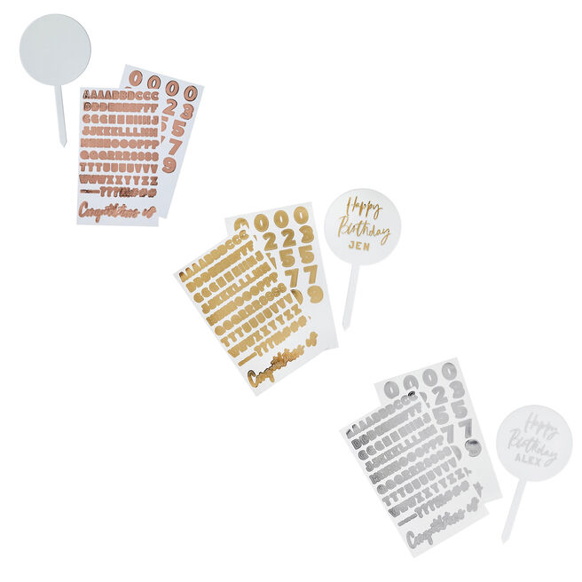 Metallic Customisable Acrylic Cake Topper (3 Colour Options)