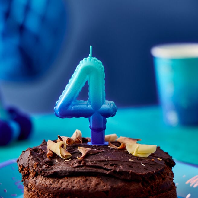 Blue Number 4 Cake Candle