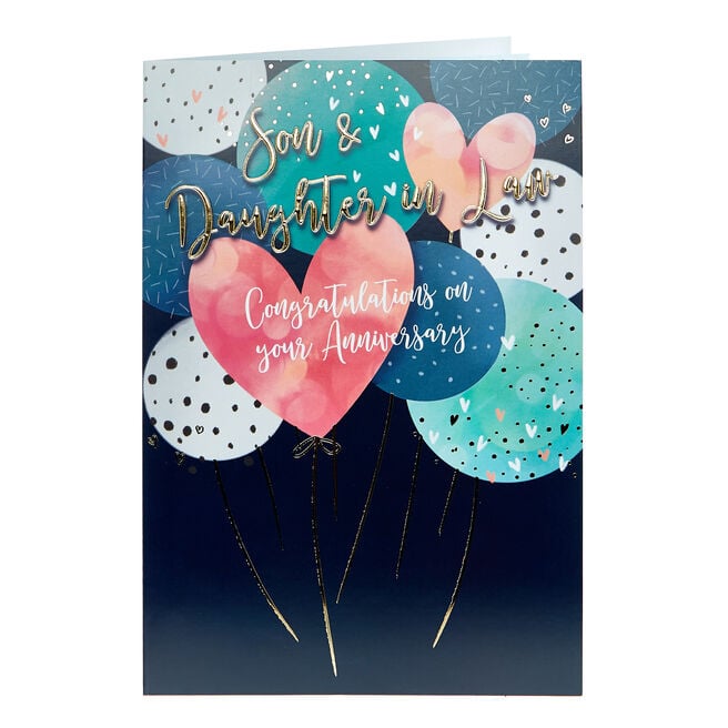 Anniversary Card - Son & Daughter In Law Balloons
