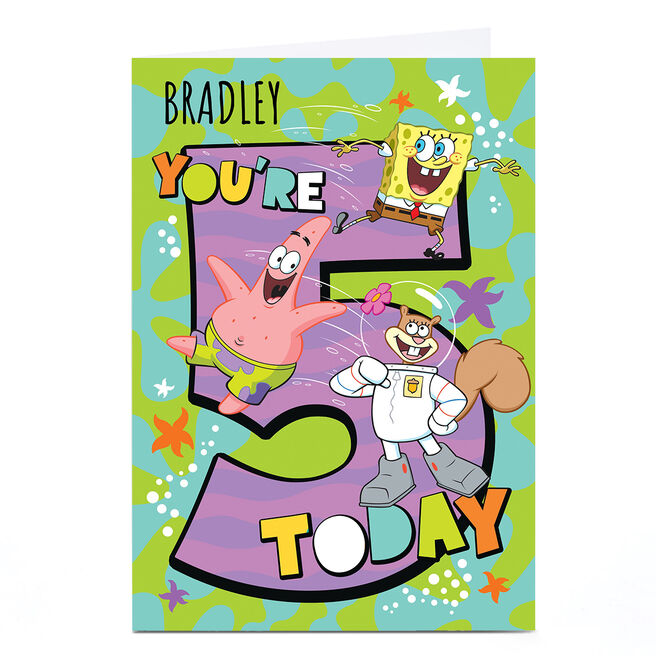 Personalised Birthday Card - Spongebob 5 today