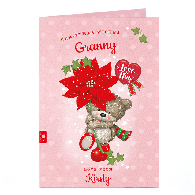 Personalised Christmas Card - Hugs Bear Christmas Wishes