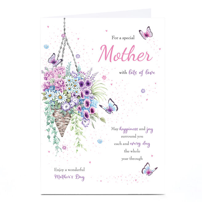 Personalised Mother's Day Card - Butterfly Hanging Basket, Special Mother