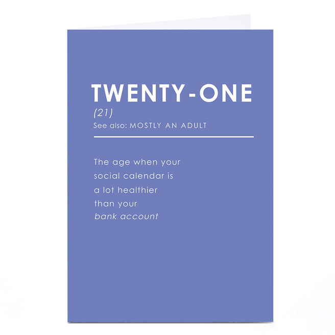 21st Birthday Card - Definition Mostly An Adult