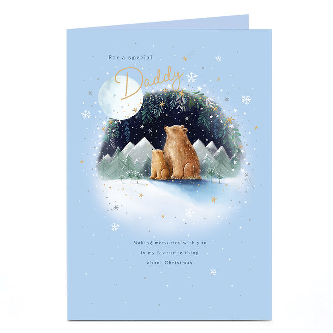 Christmas Card - Baby and Daddy Bear Stargazing, Special Daddy