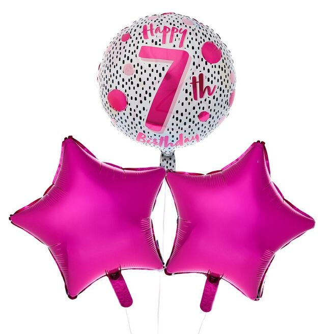 Happy 7th Birthday Balloon Bouquet - DELIVERED INFLATED!