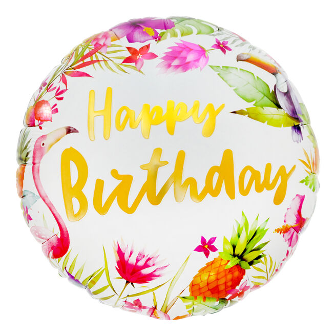 Tropical Happy Birthday 18-Inch Foil Helium Balloon