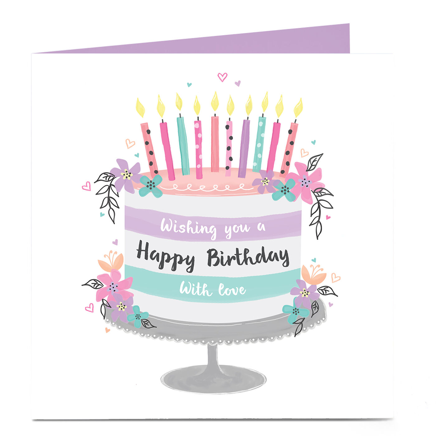 Buy Personalised Charity Birthday Card Pastel Cake & Candles for GBP