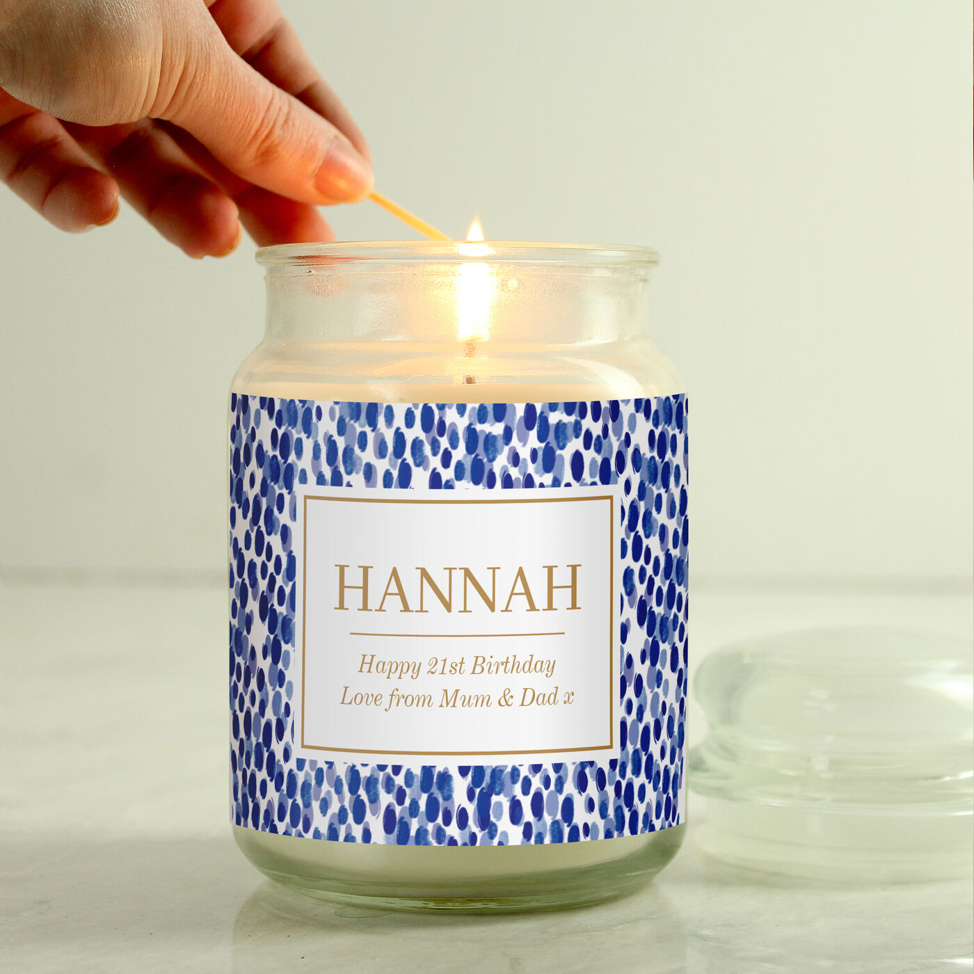 Buy Personalised Spotty Large Vanilla Scented Candle Jar for GBP 22.99