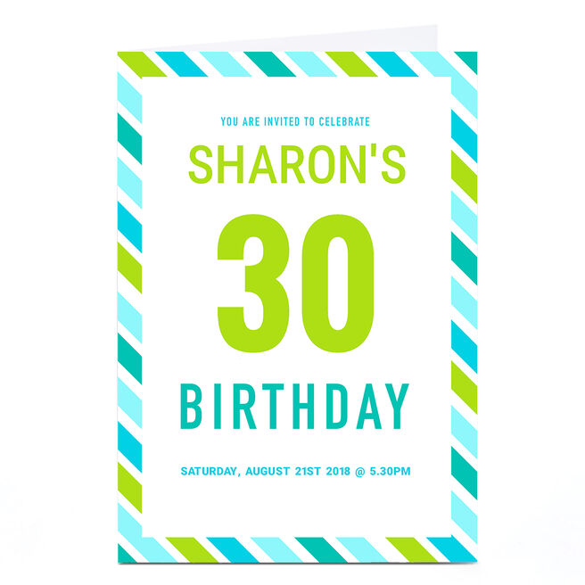 Personalised Birthday Party Invitation - Blue and Green