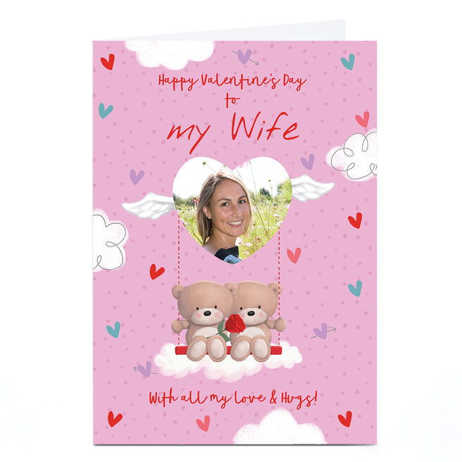 Photo Hugs Valentine Day Card - Cute Bears on Swing