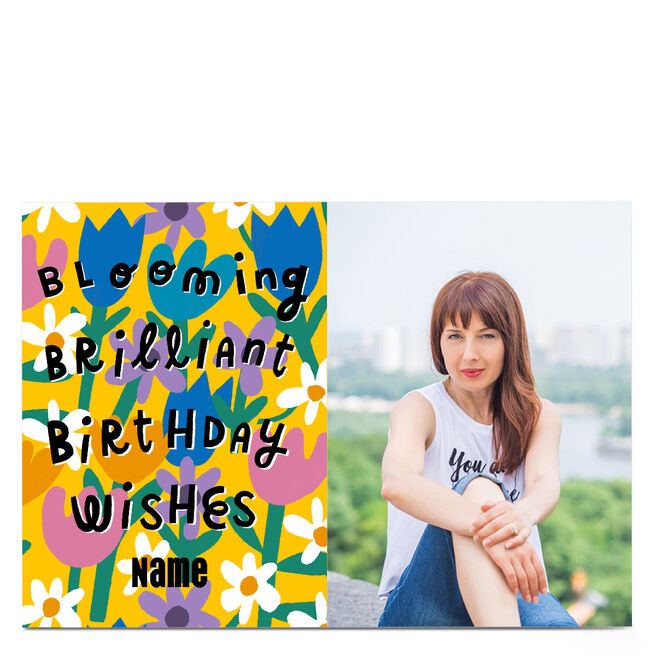 Photo Aimee Stevens Birthday Card - Blooming Brilliant Birthday Wishes, Any Name