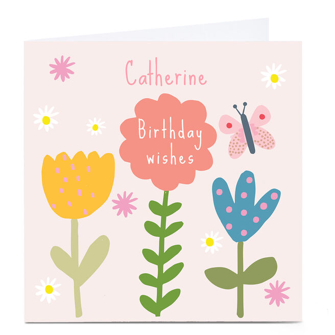 Personalised Squirrel Bandit Birthday Card - Butterfly