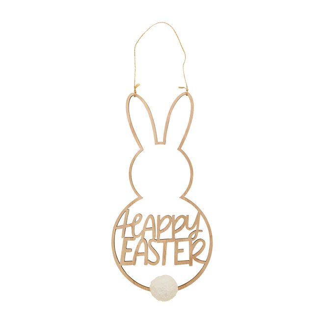 Happy Easter Wooden Bunny Hanging Decoration