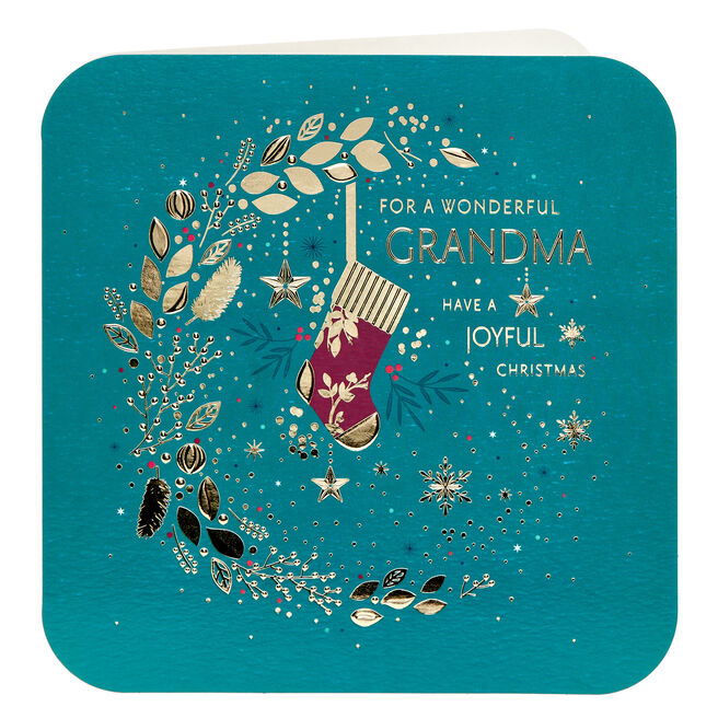 Platinum Grandma Wreath & Stocking Christmas Card