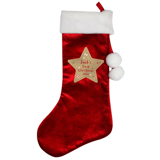 Personalised Red & White First Christmas Stocking