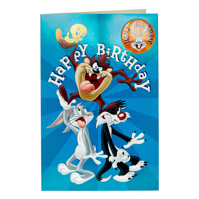 Looney Tunes Birthday Card With Badge