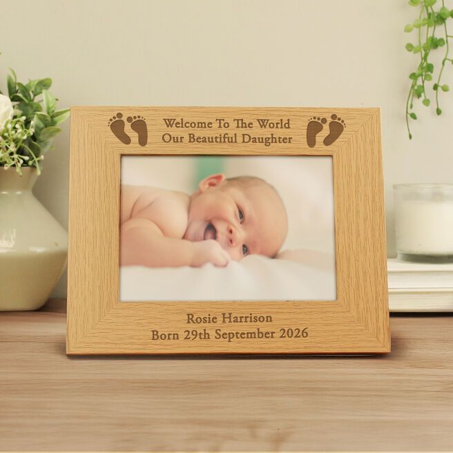 Personalised 6x4-Inch Landscape Baby Footprints Photo Frame