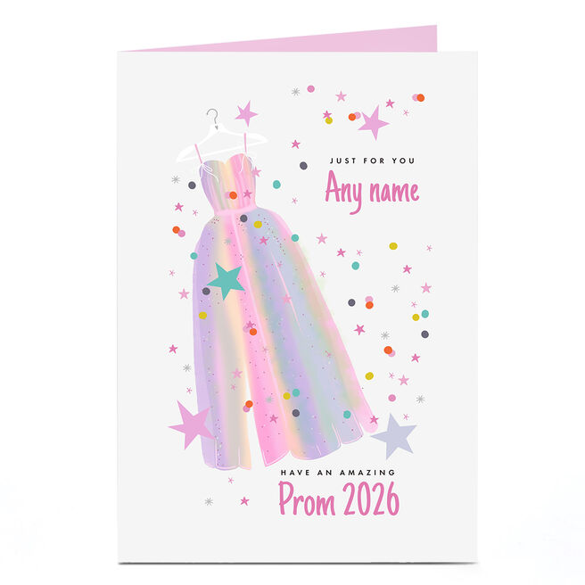 Personalised Prom Card - Pastel Prom Dress, Any Name