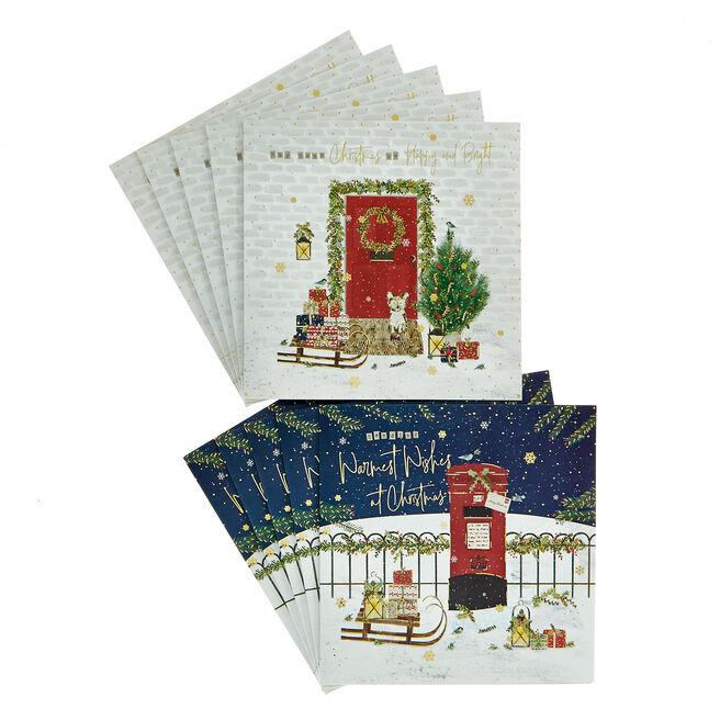 18 Charity Christmas Cards - Door & Postbox (2 Designs)