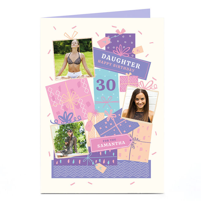 Photo Birthday Card - Daughter Purple Gifts, Editable Age & Recipient