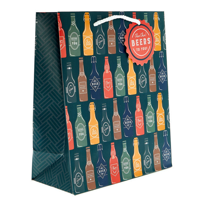 Medium Portrait Beer Bottle Print Gift Bag