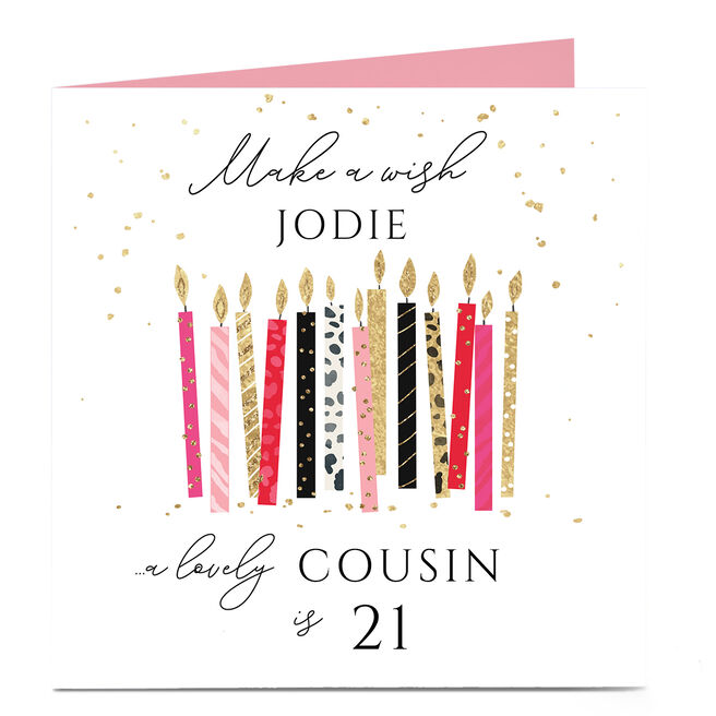 Personalised Birthday Card - Printed Candles, Editable Age & Recipient
