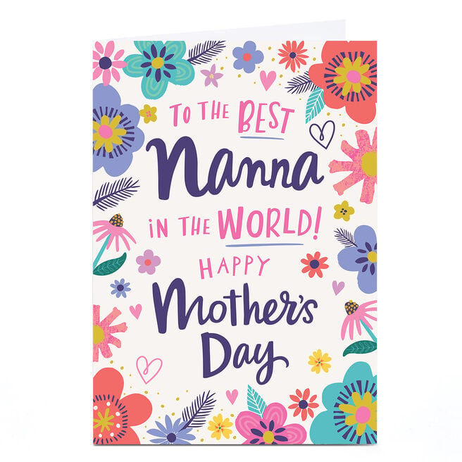 Personalised Ebony Newton Mother's Day Card - Dotty Black Best Nanna
