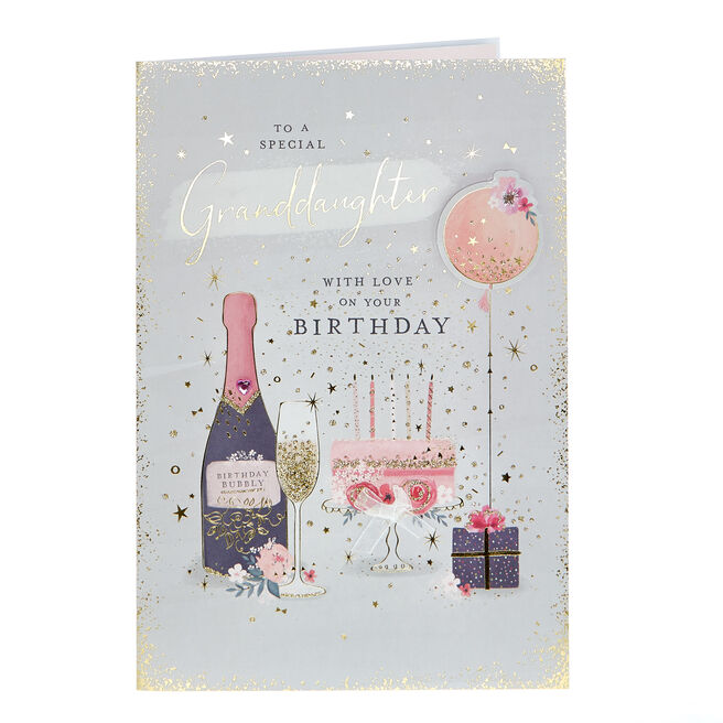 Birthday Card - Special Granddaughter Bubbly