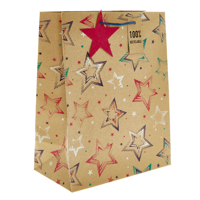 Large Portrait Recyclable Kraft Starry Gift Bag