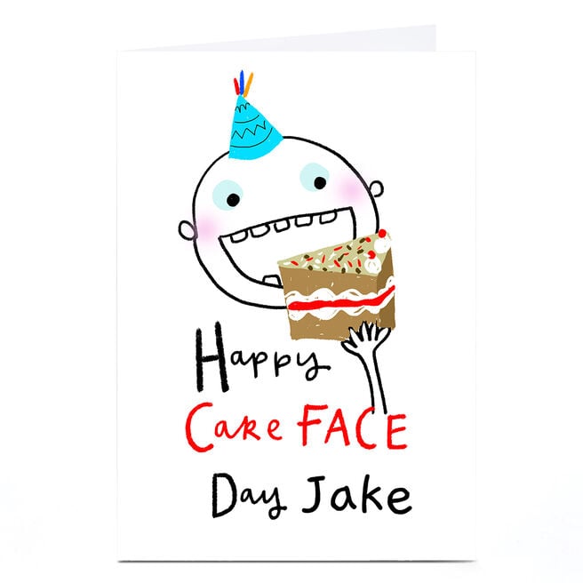 Personalised Lindsay Kirby Birthday Card - Happy Cake Face Day