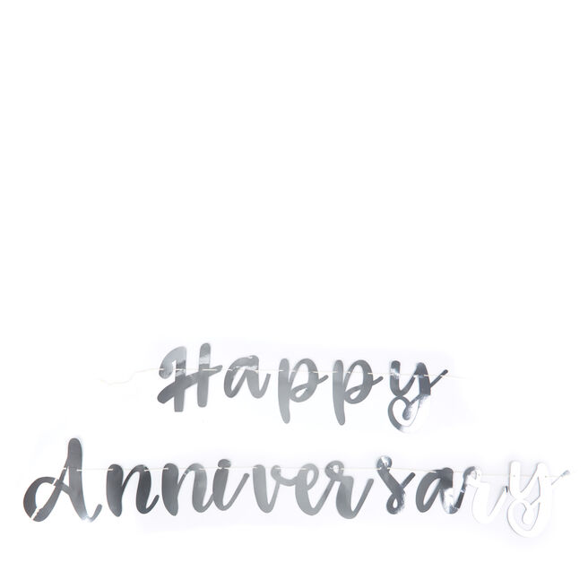 Silver Script Happy Anniversary Banner 