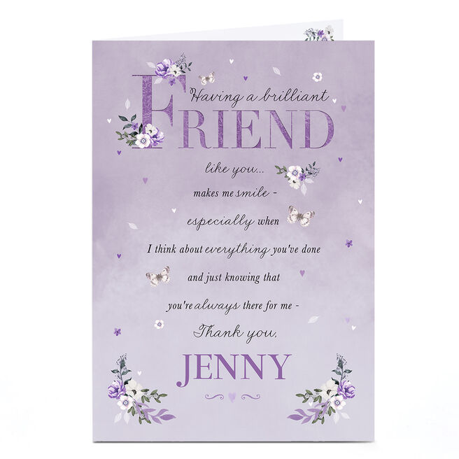 Personalised Thank You Card - Purple Floral