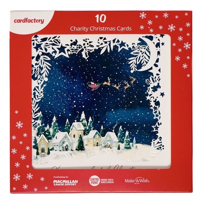 10 Square Santa Snowy Scenery Charity Christmas Cards