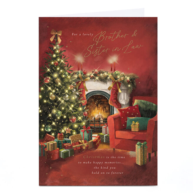 Personalised Christmas Card - Fireplace Scene, Brother & Sister-in-Law