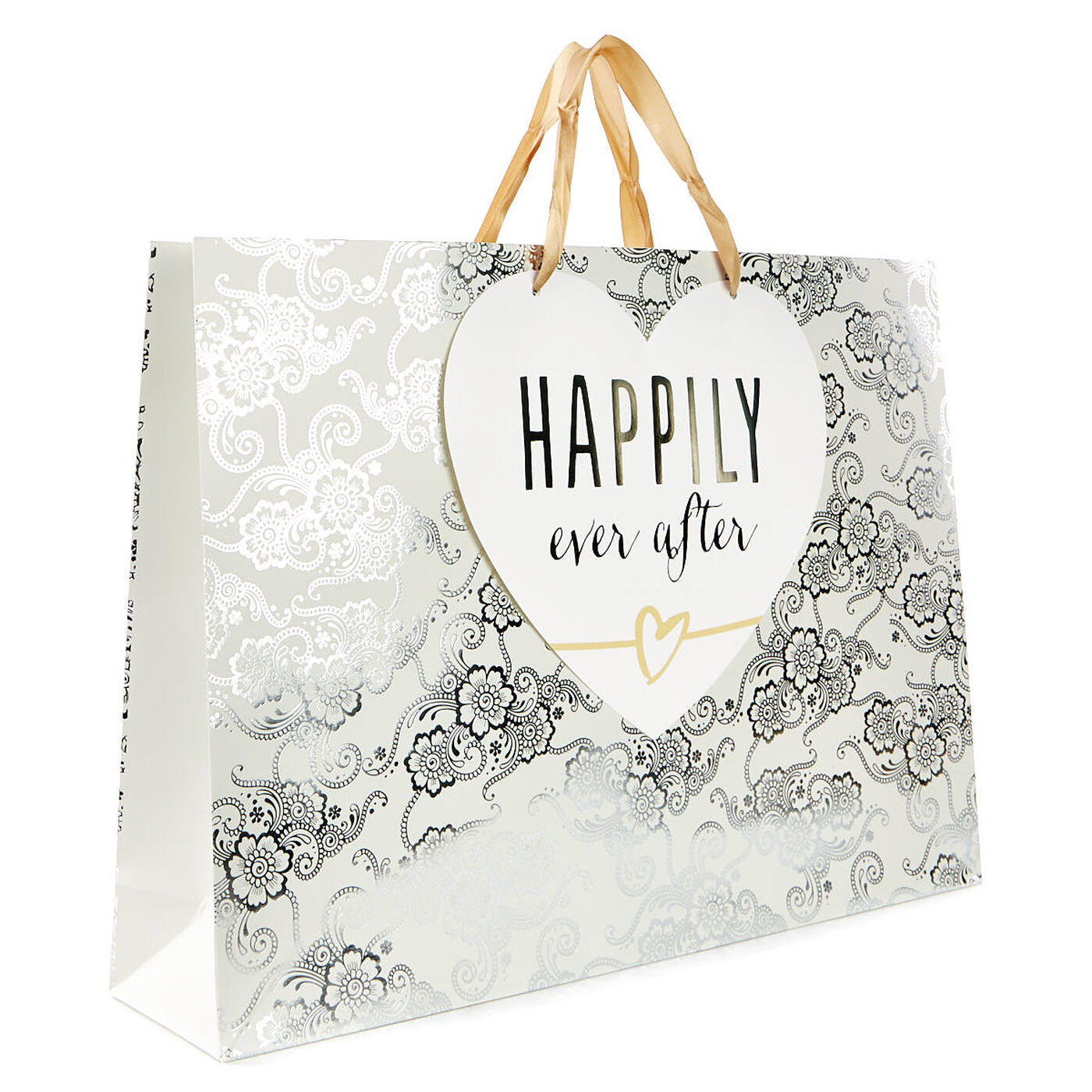 Buy Extra Large Landscape Silver & Ivory Gift Bag Happily Ever After