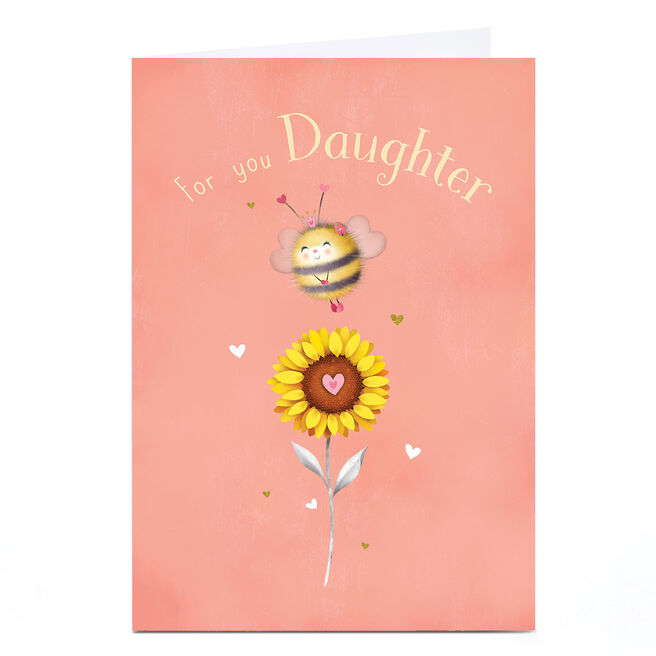 Personalised Birthday Card - Bumble Bee Sunflower, Daughter