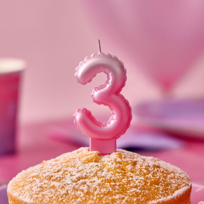 Pink Number 3 Cake Candle