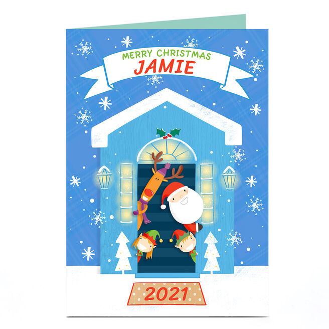 Personalised Christmas Card - Santa & His Helpers
