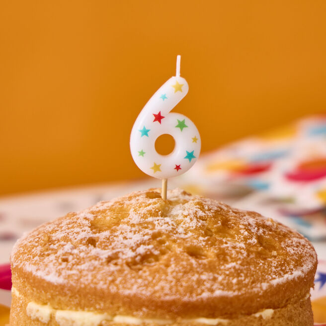 Star Print Number 6 Cake Candle