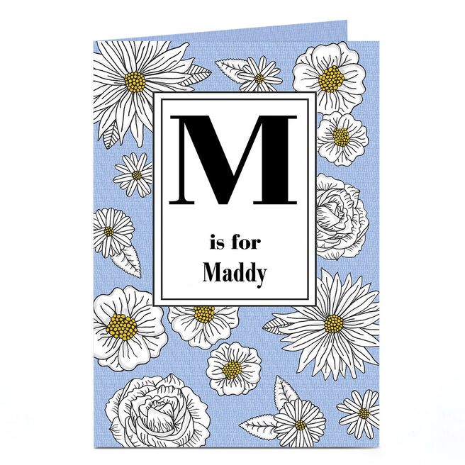 Personalised Card - Initial & Flowers