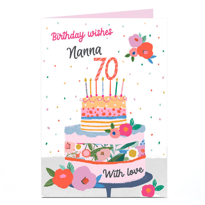 Personalised 70th Birthday Card - Wishes With Love